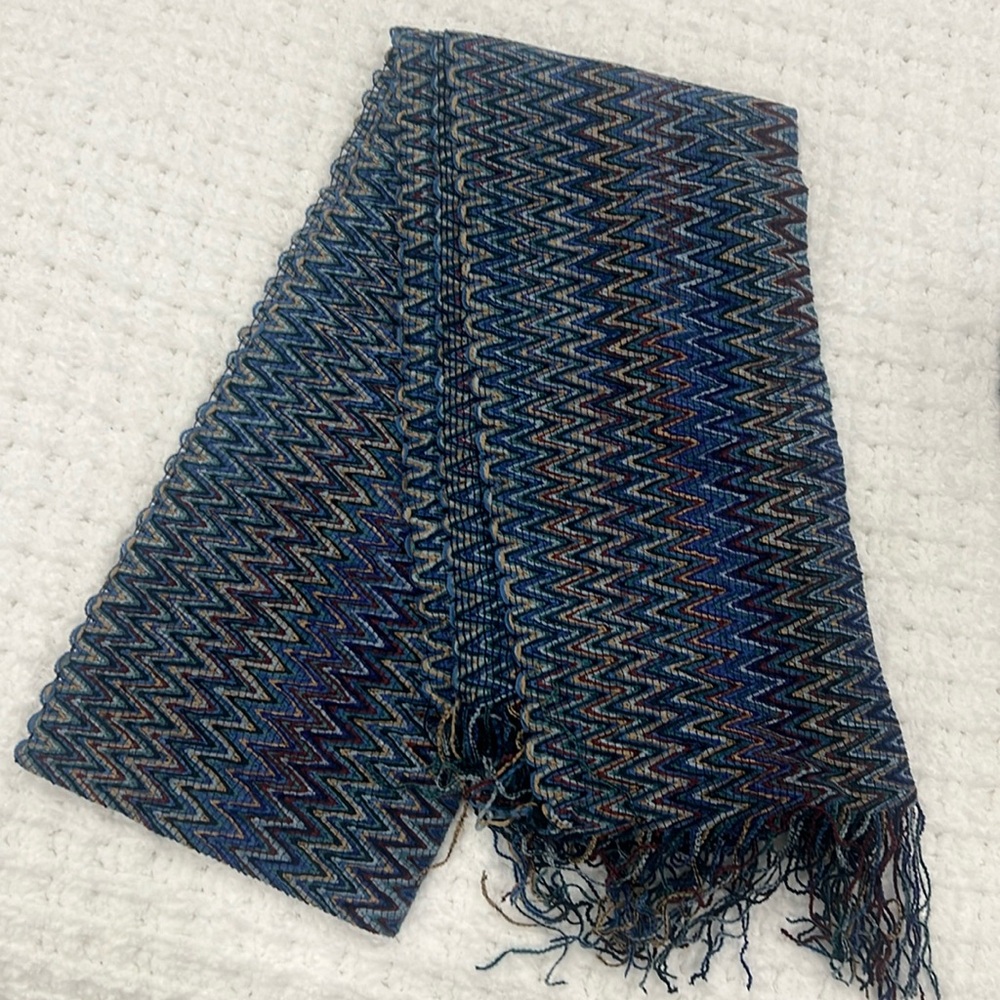 Missoni Blue Zig Zag Scarf made from 86% Acrylic 14% Nylon